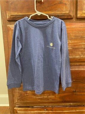 Southern Proper Kids Long-Sleeve Tee in Heather Blue with Yellow Logo